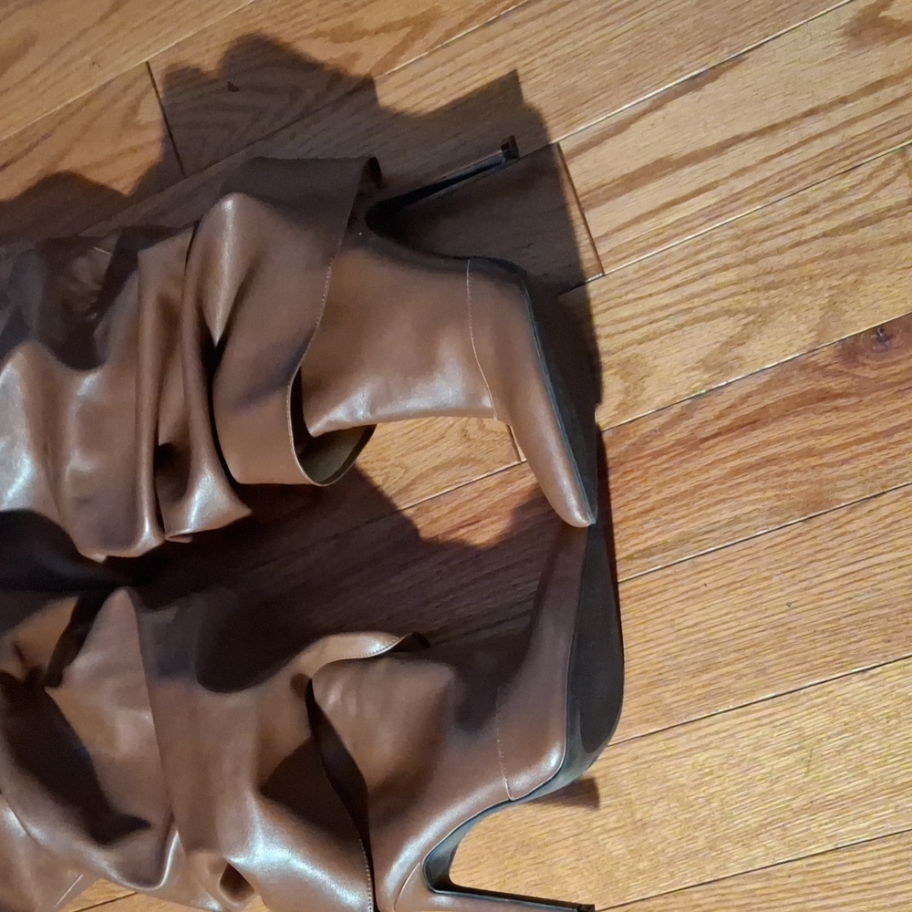 Brown Leather Knee-High Boots - Picture 2 of 9